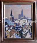 Alfred TINSEL Cathédrale et toits de Strasbourg sous le neige huile sur toile, 61x50cm - 1984 (avec son cadre). Alfred Tinsel