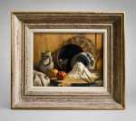 André CHARIGNY Nature morte à la farine et aux grenades huile sur carton, 27x35cm (avec son cadre). André Charigny
