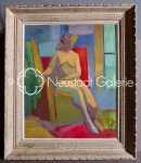 Gérard BLIEKAST Femme nue dans un intérieur huile sur toile, 61x50cm (avec son cadre). Gérard Bliekast