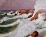 Jules-Emile ZINGG  Portivy - Pointe-An-Aud par tempête (Quiberon) - Bretagne huile sur toile, 65x92cm (détail). Jules-Emile Zingg