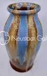 Léon ELCHINGER Vase à coulures bleues et beiges céramique, hauteur 30cm - vers 1900 et 1919. Léon Elchinger