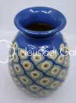 Léon ELCHINGER Vases résilles bleues céramique, hauteur 21cm - vers 1900 et 1919. Léon Elchinger