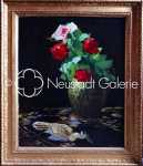 Lothar VON SEEBACH Bouquet de roses sur une nappe asiatique huile sur toile, 61x50cm (avec son cadre). Lothar von Seebach