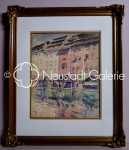 Lothar von Seebach Les lavoirs à Strasbourg aquarelle, 31x25cm - vers 1900 (avec son cadre). Lothar von Seebach