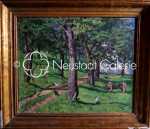 Luc HUEBER Paysage aux arbres et aux poules huile sur toile, 50x61cm - 1933 (avec son cadre). Luc Hueber