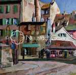 Luc HUEBER Vue prise depuis la rue des Ponts Couverts à Strasbourg huile sur toile, 54x65cm (détail). Luc Hueber
