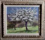 Paul-Emile Pissaro Pommier blanc huile sur toile, 46x55cm (avec son cadre). Paul-Emile Pissarro