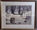 Paul LESCHHORN Bach in Winter II estampe 30,5x39,5cm (avec son cadre). Paul Leschhorn