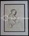 Tomi UNGERER Domenica assise crayon, 38x27,5cm - vers 1985 (cadre). Jean-Thomas Ungerer